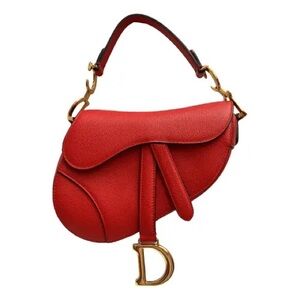 Red Designer Saddle Bag CD lipstick red saddle bag with fabric strap GHW